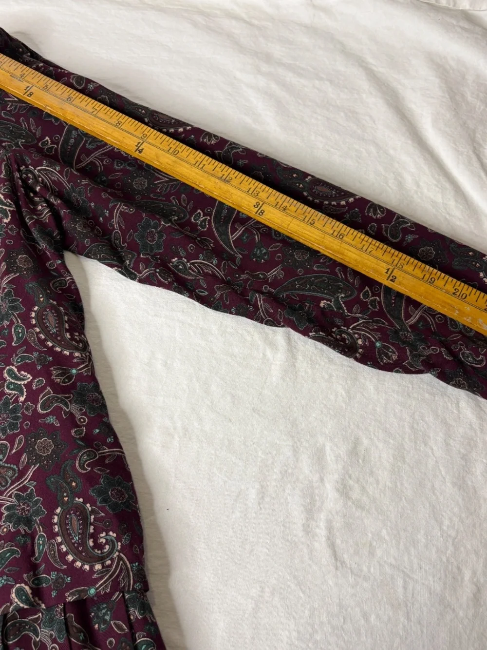 Vtg Halmoed Petites Paisley Smocked Christmas Dress With Velvet Collar/Buttons - Picture 7 of 8